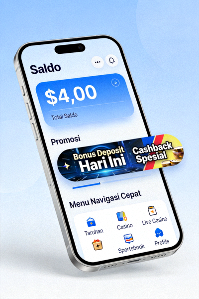 Dashboard utama M88 mobile yang menampilkan saldo, promosi, dan menu navigasi cepat